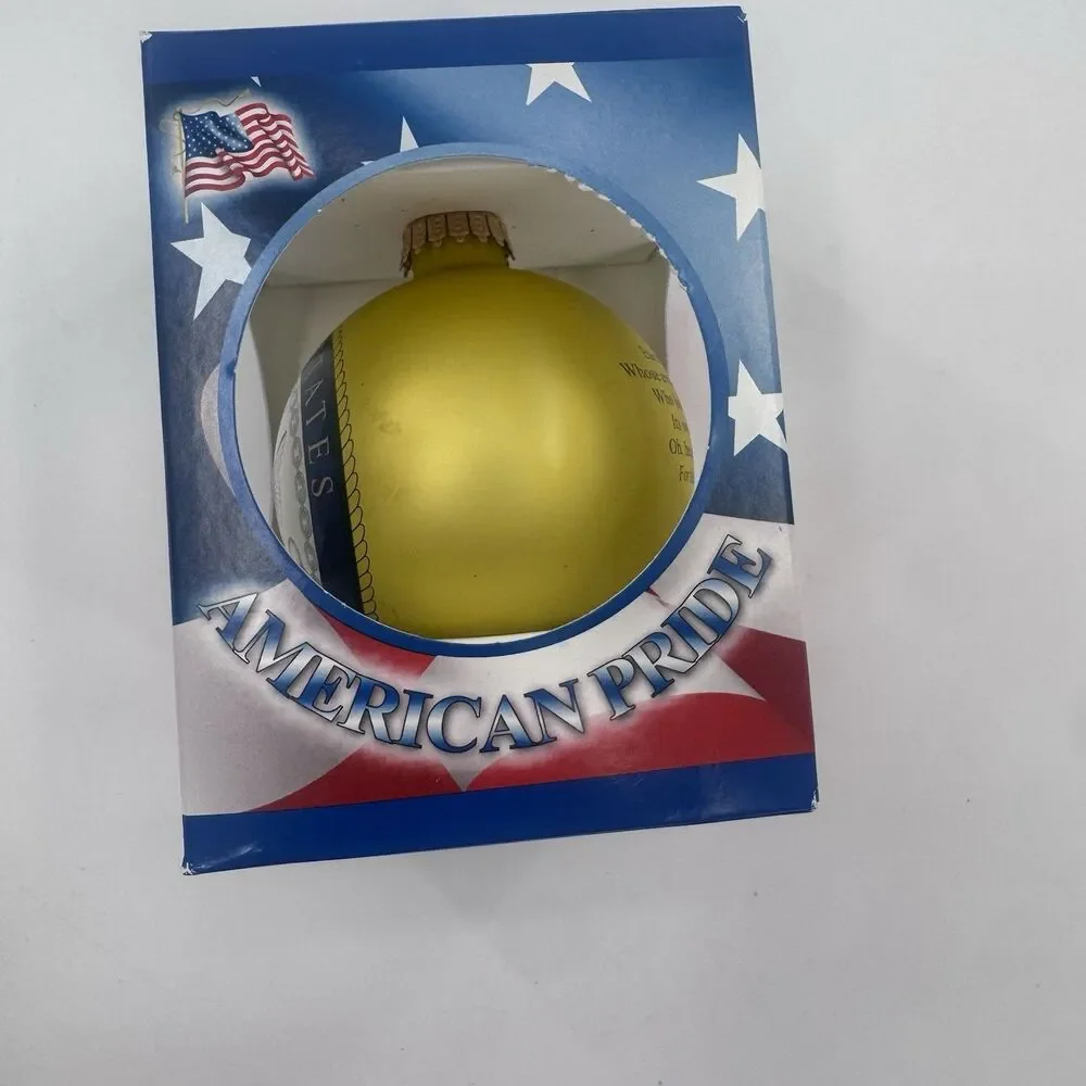 CHRISTMAS ORNAMENT  Krebs 3.25 US Navy Gold with Emblem & Navy Hymn Bulb Vintage